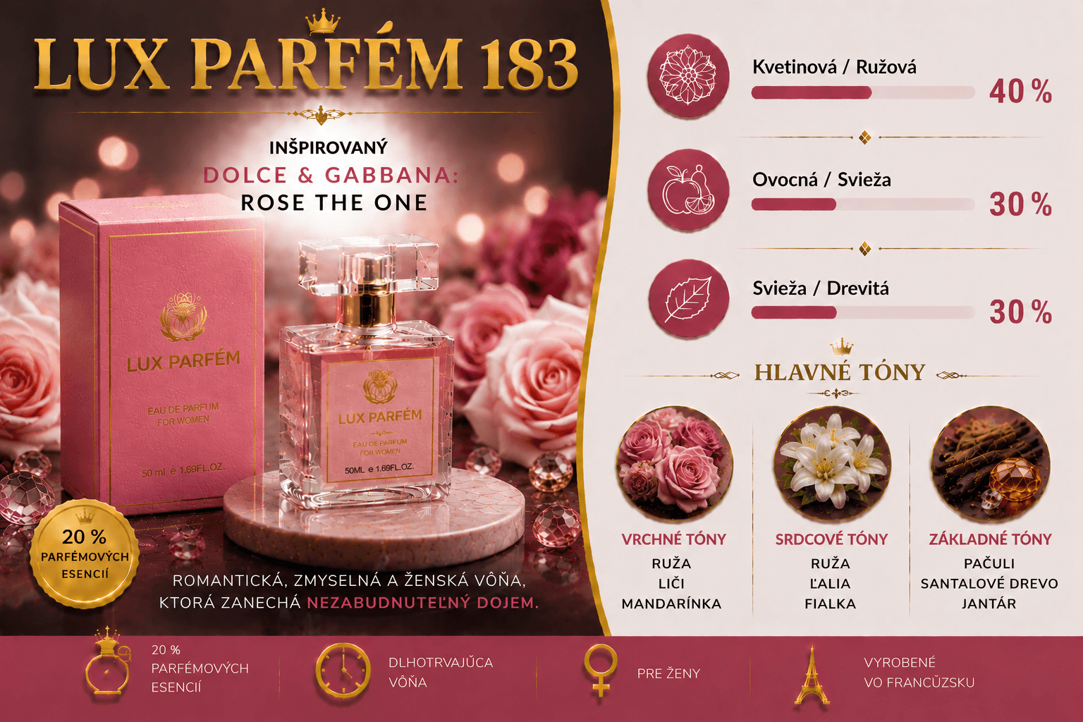 Lux Parfém 183 – Inšpirovaný Dolce & Gabbana: Rose The One